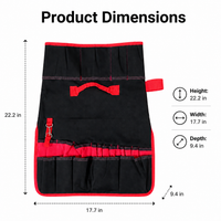 Container Tool Organizer, 31 Pockets 5 Tool Loops, Water Resistant Garden Tool Bag, 50x18x56.5cm Black & Red Tradie Tool container