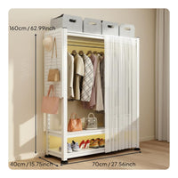 Large Capacity Garment Rack with Pegboard Sturdy Metal Frame Clothes Rack with Shelves Freestanding Closet System for Bedroom