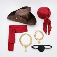 6 Pieces Halloween Pirate Accessory Set with Hat Layered Pirate Costume Accessories Theatrical Soft for Cosplayers