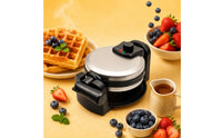 Double-Sided Heating Electric Waffle Waffle Iron Nonstick Surface Rotating Waffle Waffle Iron Temperature Control Breakfast Appliance Indicator Lights
