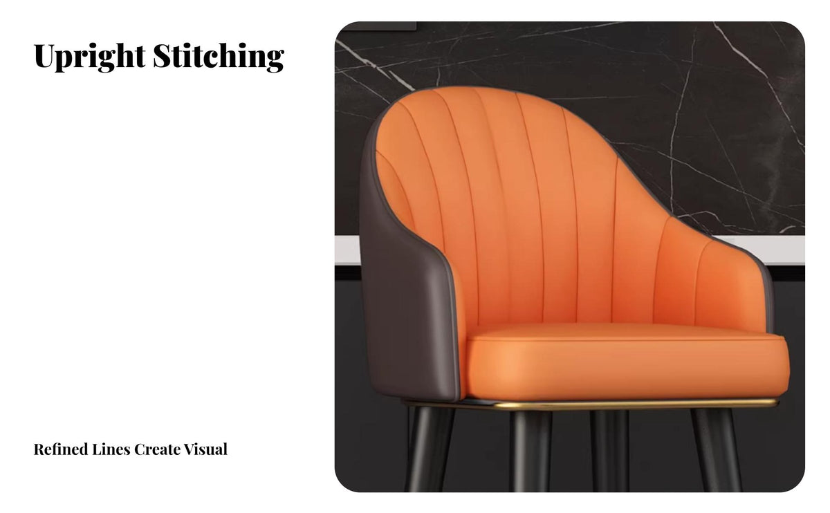Luxury Design Upholstered Swivel Stool with Backrest Padded Seat Cushion Upholstered Swivel Stool with Back Integrated Footrest Bar Chair Stable Frame for Homeowners, Business Owners, Interior Designers, Reception Desk, Restaurant, Cafe, Kitchen Island