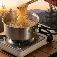 4 Pieces Portable Cookware Set Stainless Steel Cookware Set Resistant Outdoor Gear for Campers