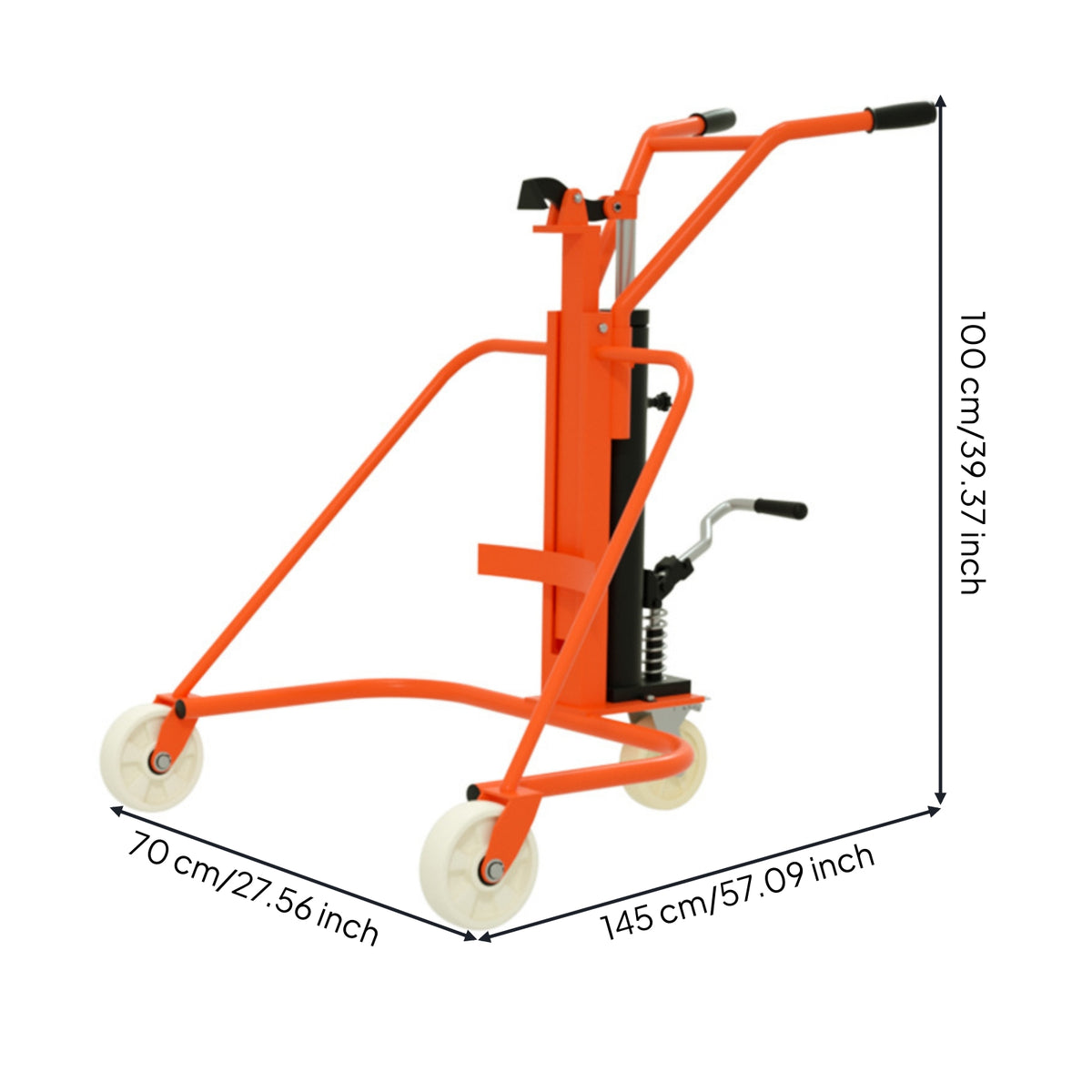 Hydraulic Drum Cart Mobile Drum Handling Cart Manual for Warehouses, Mechanics