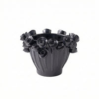 Vase with Floral Relief Asymmetrical Sculptural Vase Matte for Living Room