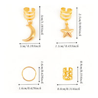 44 Pieces Bohemian Look Hair Cuff and Hair Coil Kit Adjustable Cuffs Braid Charm Jewelry Filigree Design Star Moon Hair Clips for Festivals