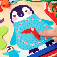 Hand-Eye Coordination Training Child-Centered Busy Board Polished Polished Edges Wooden Busy Board Quiet Play Toddler Fine Movement Skill Toy Travel Friendly for Toddlers, Preschoolers, Playroom
