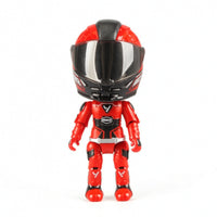 Motorcycle Helmet Action Figure with Movable Joints Mixed-Material Motorcycle Motorcyclist Figure Racer Model Articulated