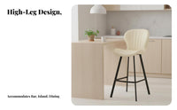 Light Luxury Upholstered High-Back Stool Modern Design Counter Chair with Footrest Home Furniture Comfortable Cushion for Homeowners, Adults, Bar Owners, Kitchen Island, Cafe, Pub, Dining Room