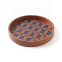 Decorative Storage Tray Braided Organizer Tray Rustic Style Lattice Surface