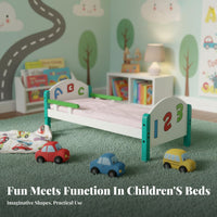 Kindergarten Rest Bed Space-Saving Solid Wood Young child's Bed Guardrails Preschool Sleeping Cot for Young Children, Preschoolers, Classroom, Nursery