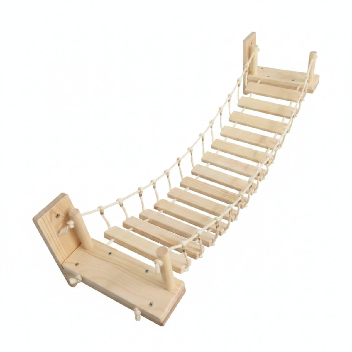 Solid Wood Wooden Cat Bridge with Rope Sturdy Wall-Mounted Cat Bridge Long-Lasting Natural for Cats