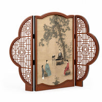 Traditional Chinese Desktop Decorative Screen Asian-Inspired Tabletop Folding Screen Oriental Panel Divider Miniature for Home Decorators, Collectors, Entryway, Bookshelf