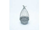 Vintage-Style Birdcage Planter Distressed Birdcage Plant Holder Metal Planter with Bird Ornament Iron for Decorators