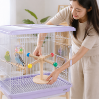 Wood Parrot Stand, Chewable Windmill Perch for Cockatiel Budgie Conure, Rotating Avian Companion Play Stand Playground