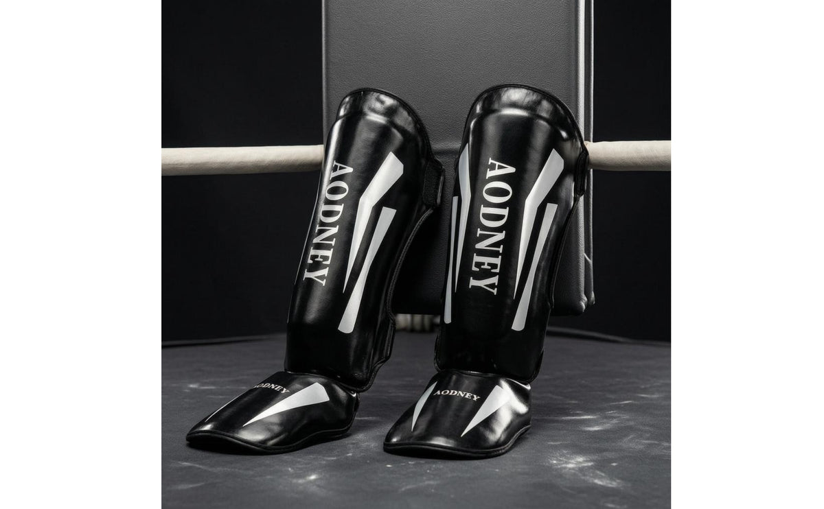 Instep Protection Shin and Foot Guards Curved Shape Combat Arts Shin Guards Secure Fit Combat Sports Gear Glossy Finish
