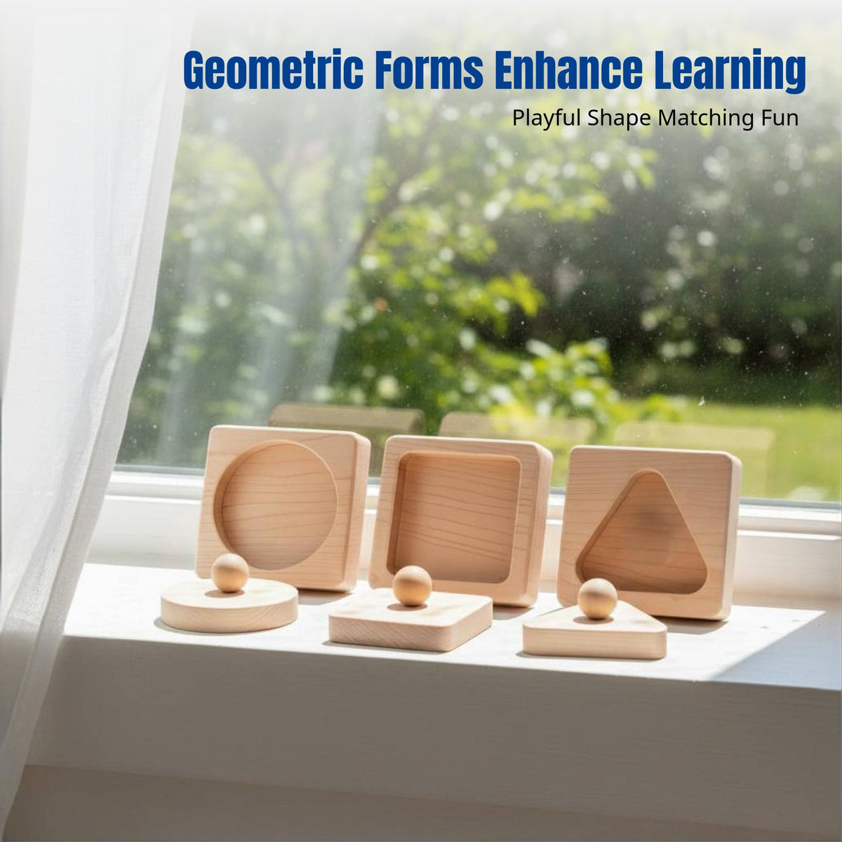 Geometric Shape Matching Grasping Board, Montessori Wooden Game, Early Learning Toy for Babies