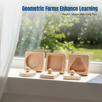 Geometric Shape Matching Grasping Board, Montessori Wooden Game, Early Learning Toy for Babies
