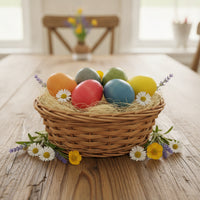 6 Pieces Wooden Easter Eggs Decorative Wooden Egg Handmade-Look for Decorators