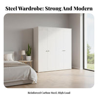 Printed Steel Wardrobe Humidity-Resistant-Resistant Metal Clothes Armoire Large Capacity Steel Clothing Cabinet for Renters, Adults, Dormitory