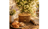Vintage-Style Suitcase-Shaped Basket Iron Frame Oval Lidded Basket Clasp Closure Household Storage Metal Hardware