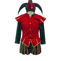 Court jesters Costume with hat Medieval Court Fool Costume Striped Apparel for Cosplay, Stage Performances