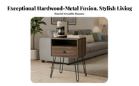 Wood-Grain Finish Wooden Coffee Station Cabinet Black Metal Legs Coffee Station Cabinet Round Knob