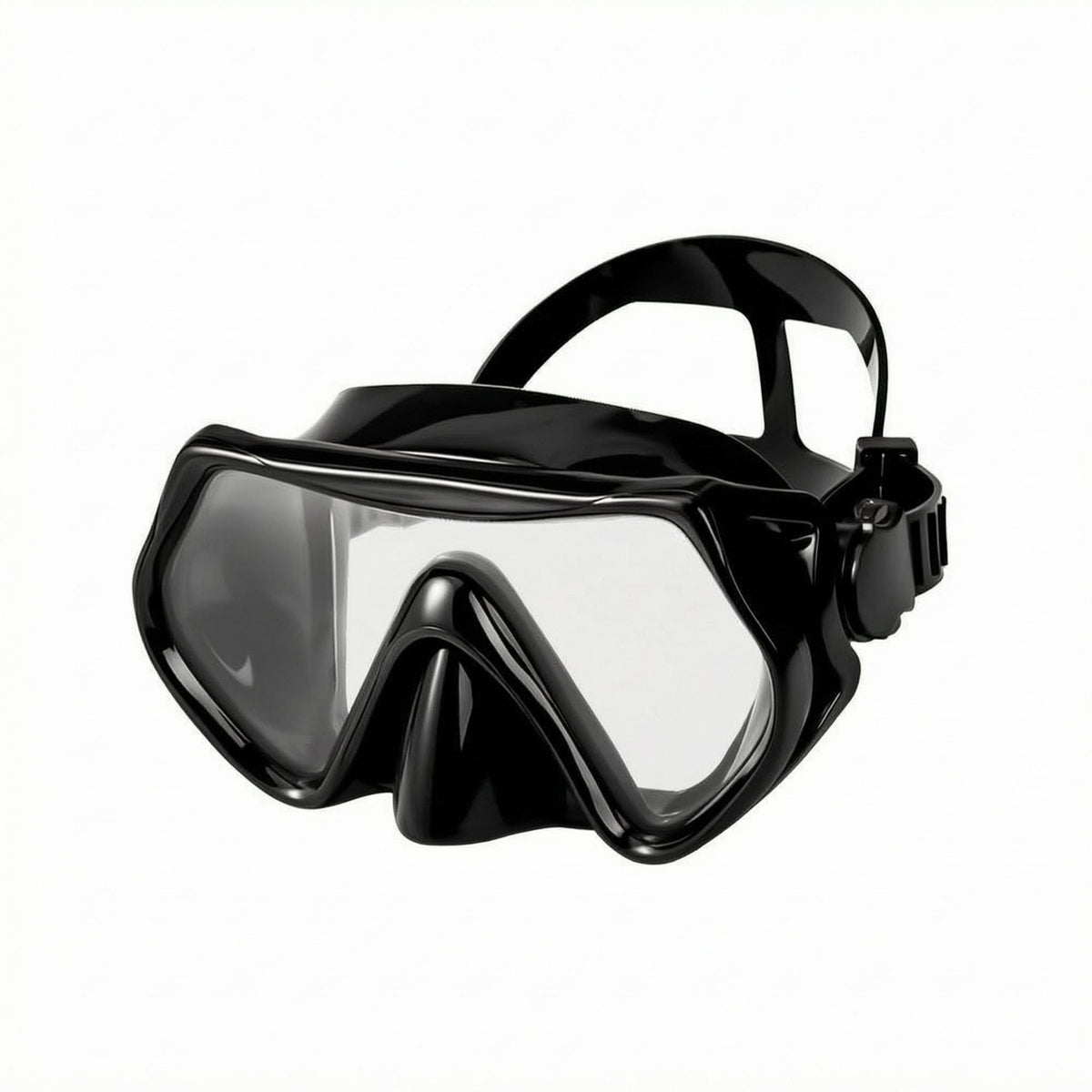 Nose Pocket Single Lens Dive Mask Tempered Glass Scuba Diving Mask Side Buckles Underwater Gear for Adults, Snorkeling