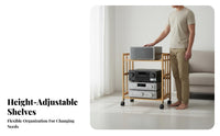 Movable with Wheels Multi-Layer Audio Rack Space-Saving Vertical Design Adjustable AV Component Rack Heavy Duty Rolling Amplifier Stand Stable Construction for Audiophiles, Home Theater Enthusiasts, Studio