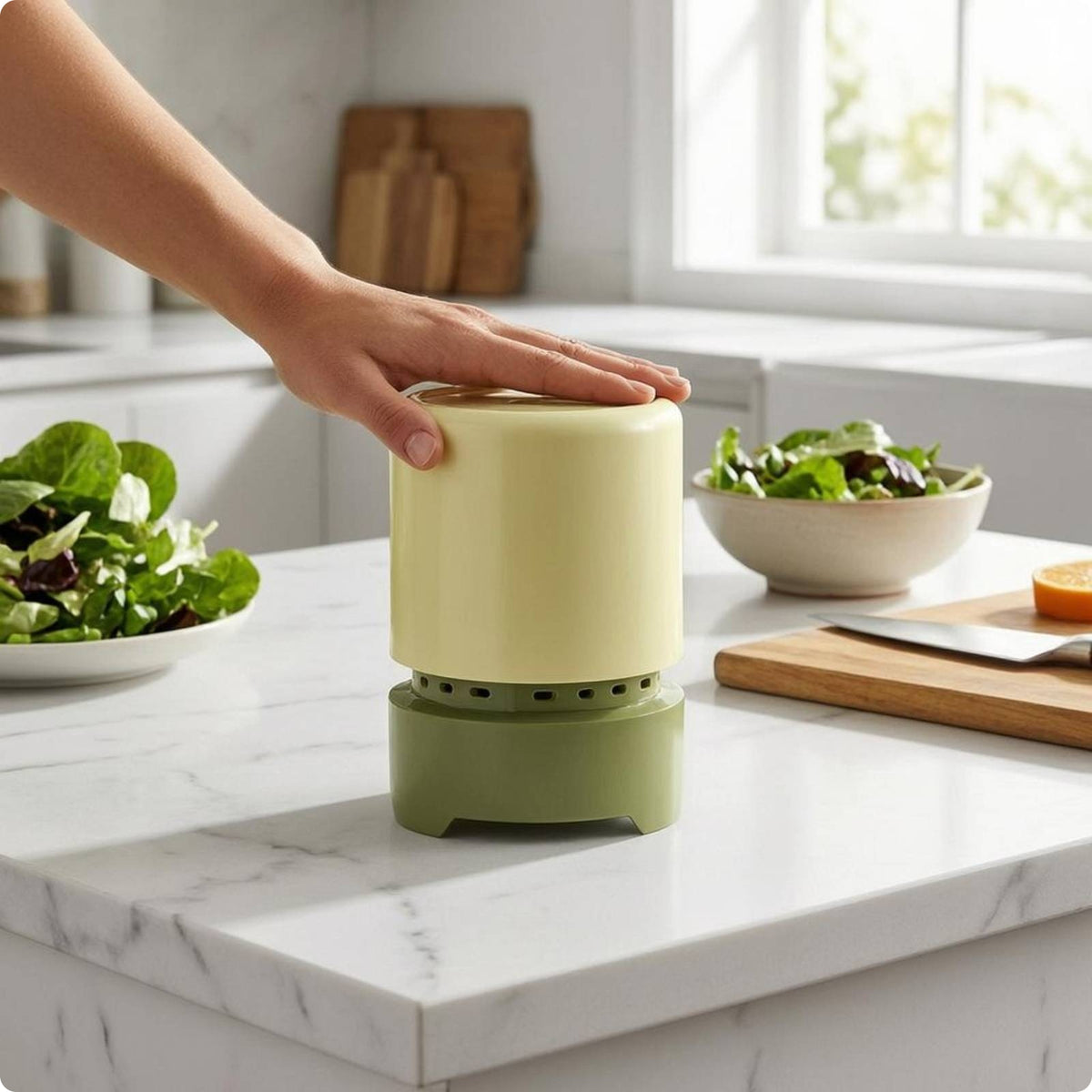 ABS Plastic Manual Fruit and Vegetable Dehydrator Twist Top Manual Salad Drainer Compact Design Food Prep Tool Bisphenol A-Free Safe