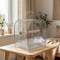 Mini Stainless Steel Portable Cage Bird Cage, Metal Portable Pet Cage with Handle, Handheld Pet Carrier for Small Animal Travel Outdoor Use 142
