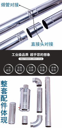 加厚不锈钢烟管柴火灶回风炉烟囱管弯头烟筒管烤火炉取暖炉排烟管