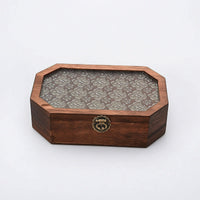 Wooden Box with Glass Lid Hinged Desktop Organizer with Glass Lid Dust-Proof