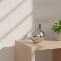 Ceramic Vase Silver Vase with Narrow Neck Lustrous Flower Holder for Entryway