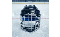 Hockey Helmet with Face Guard Cage Impact-Absorbing Full Face Hockey Helmet Hard Shell for Skaters, Rink