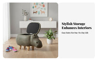 Cartoon Design Hippopotamus Storage Stool Multi-Functional Hippo Storage Ottoman Sturdy and Stable creatureShaped Seat Easy to Clean for Children, Families, Parents, Entryway, Living Room, Playroom, Bedroom