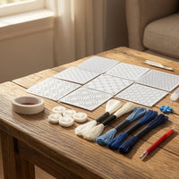 Reusable Sashiko Embroidery Template Kit Beginner-Friendly Sashiko Embroidery Kit Heat-Erasable Visible-Mending for Sewing Enthusiasts, Beginners, Crafters, Craft Classes, Home