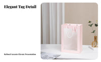 10 Pieces Flower Bouquet Bag Convenient Handles Clear Window Gift Bag Elegant Design Florist Bouquet Carrier for Valentine's Day, Weddings, Birthdays
