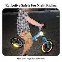 12 Strips Wide-Angle Reflection Balance Bike Reflective Decals Self Night Safety Reflective Sticker Waterproof for Cycling, Outdoor