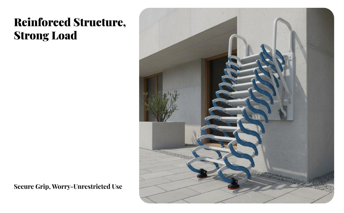 Folding Loft Ladder Space Saving Foldable Attic Stairs Heavy Duty Retractable Attic Stairs for Homeowners, DIY Enthusiasts, Villa, Outdoor, Indoors