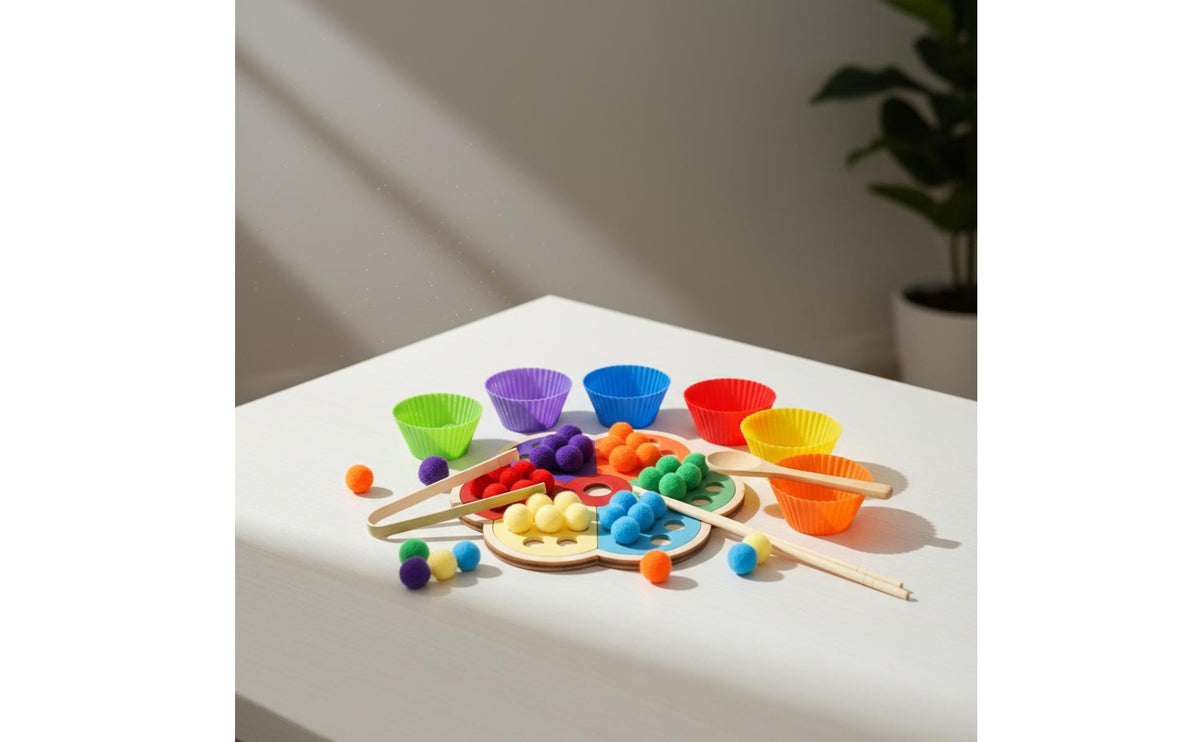 Flower Color Sorting Toy Fine Movement Skills Development Color Matching Toy Clamp Bead Activity Child-Centered Inspired