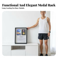 Long-Distance Medal Frame Wall-Mounted Medal Display Frame Showcase Achievements Sports Award Display Case for Athletes, Runners, Home, Living Room