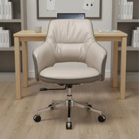 Breathable Backrest Modern Leather Swivel Chair Padded Seat Ergonomic Computer Chair for Streamers, Study, Conference Room