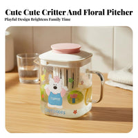 Glass Pitcher with Lid Heat Resistant Glass Infuser Pitcher with Lid Large Capacity Hot Cold Beverage Carafe for Families, Kids, Summer, Party