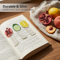 Cute Fruit-Shaped Acrylic Bookmark Set - Transparent INS Style Gift Bookmarks