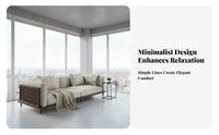 Minimalist Wooden Frame Couch Wabi-Sabi Design Sofa Simple Aesthetic Living Room Furniture for Small Apartment Residents, Hotel Owners, Lounge Area