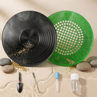 Set Riffled Gold Pan PP Prospecting Gear Black