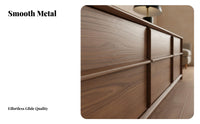 Solid Wood TV Console Italian Light Elegant Design Black Walnut Entertainment Center Construction Floor Standing TV Cabinet for Home Theater