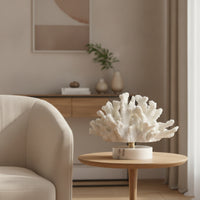 Coral Sculpture with Base Coastal Coral Decor Coastal-Themed Tabletop Ornament for Coffee Table, Bookshelf, Tv Stand