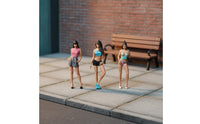 3 Pieces Resin Material 1:64 Girl Figurines Painted Details Scale Lady Doll Set Dynamic Pose Miniature Decor Photo Prop for Miniature Scene