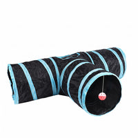 T-Shaped Feline Tunnel 80 Cm Long Crinkly Feline Tunnel Pet Toy Lightweight Cylindrical Openings for Indoor Play